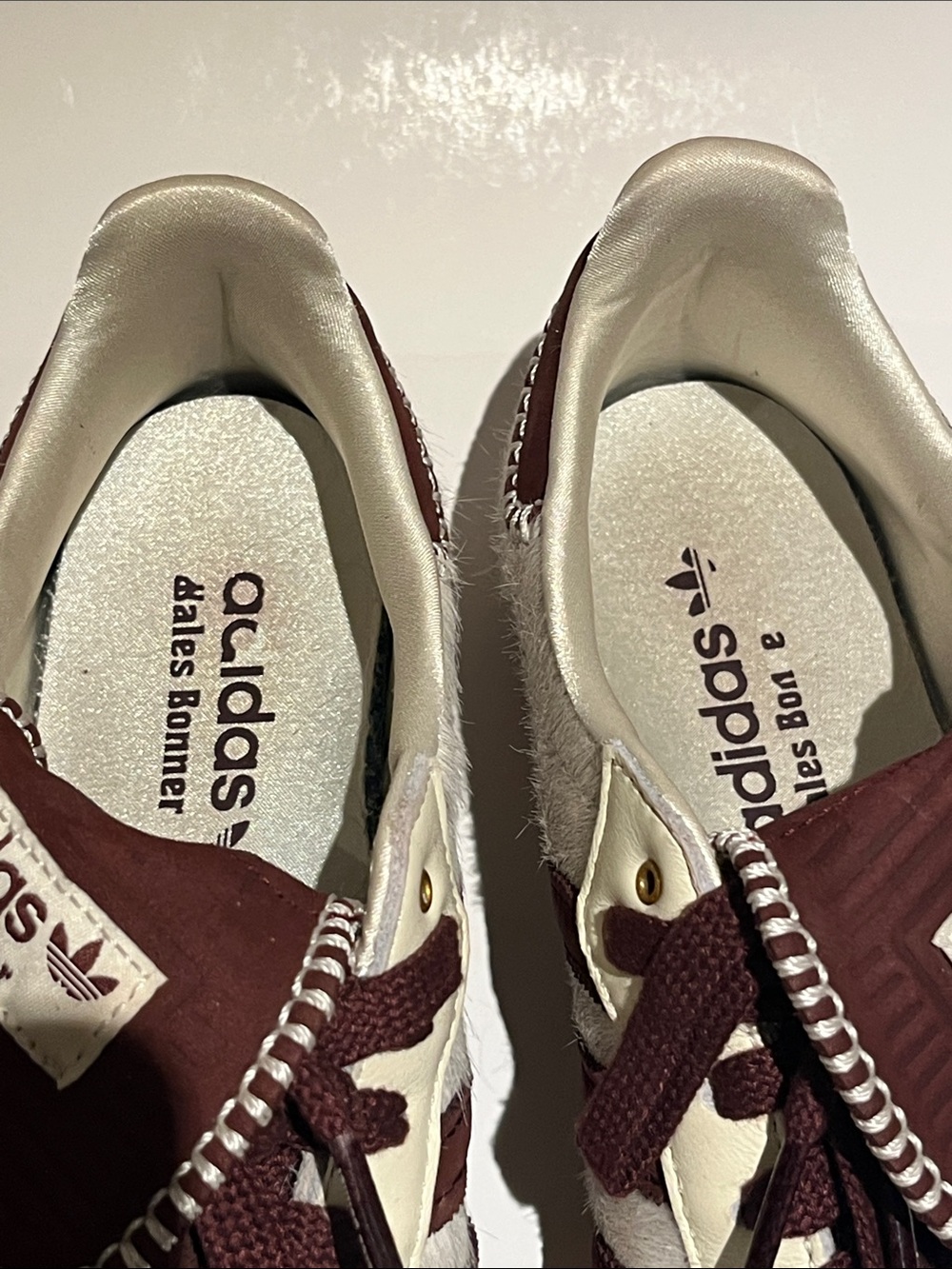 Adidas x Wales Bonner Samba Pony Sneakers Cream & Burgundy Trim - Picture 3 of 9